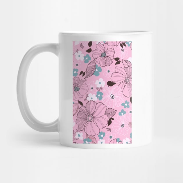 Beautiful drawing flowers leaves Purple Pink Watercolor Seamless Abstract pattern Floral by Darksavage